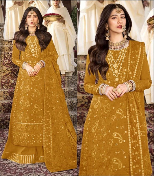 3 Pcs Women's Unstitched Dhanak Embroidered Suit By Asim Jofa