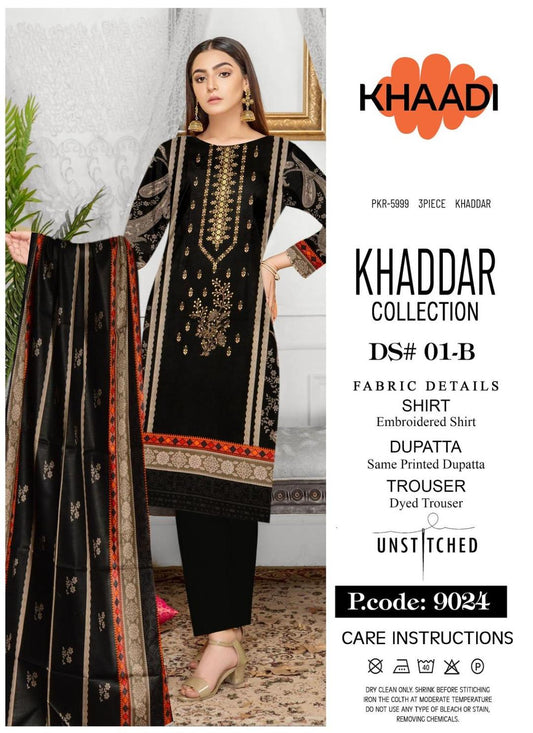 3 pcs Women's Unstitched Khaddar Digital Printed Suite by Khaadi