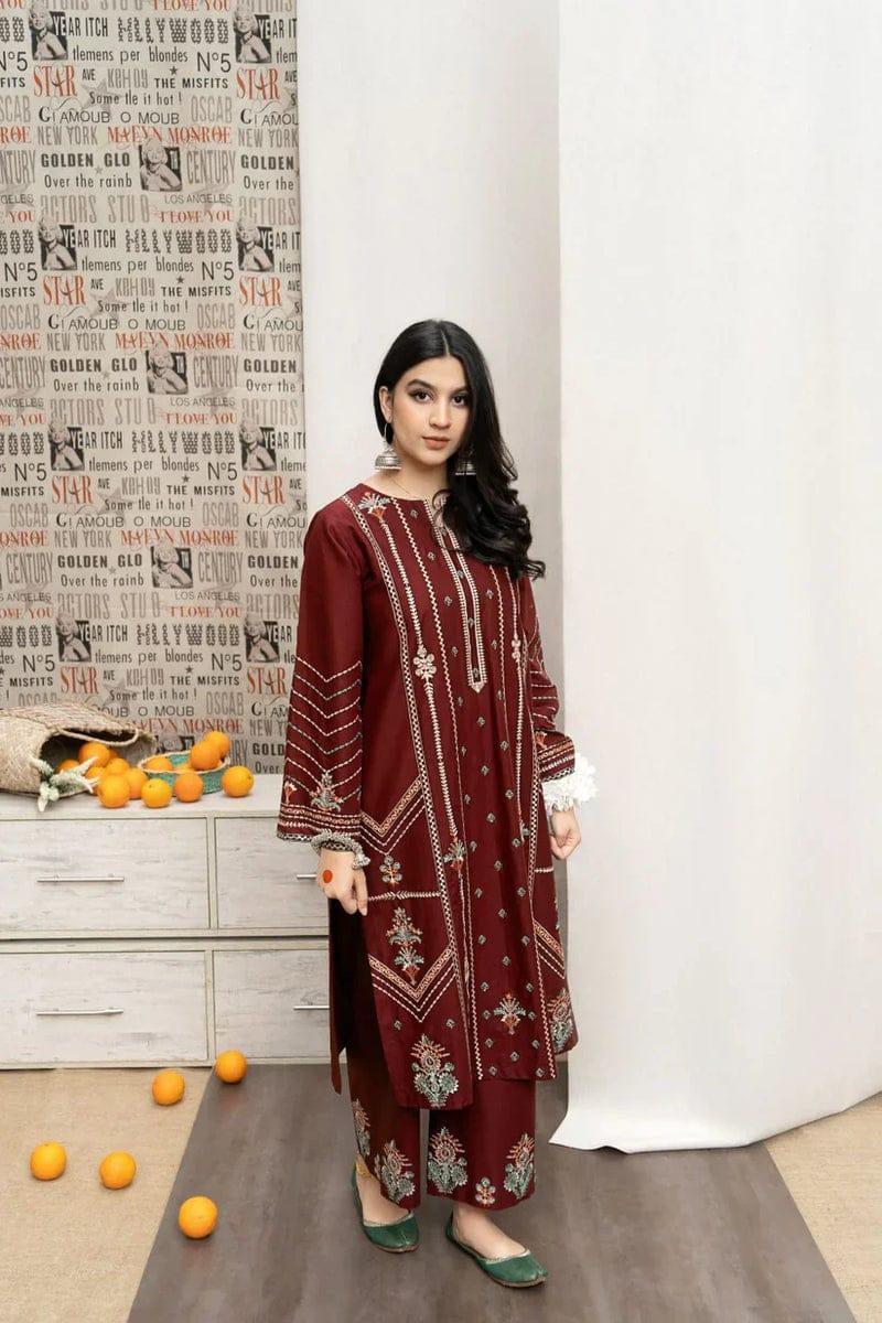 3 Pcs Women's Unstitched Dhanak Embroidered Suit By URGE